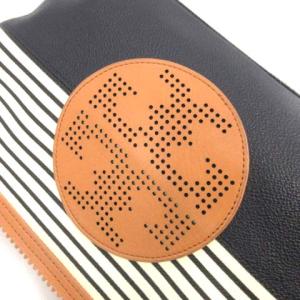 TORY BURCH ロゴボーダーポーチ ブラック