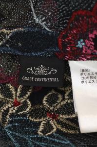 GRACE CONTINENTAL 20SS ワンピース ボタニカル バード刺繍 ノースリーブ ロング 36 黒 ブラック マルチカラー