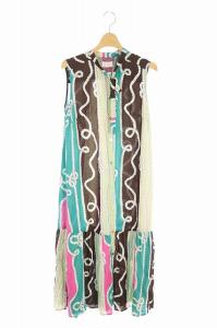 20AW ボウタイワンピース マリンプリント ノースリーブ ロング 36 マルチカラー