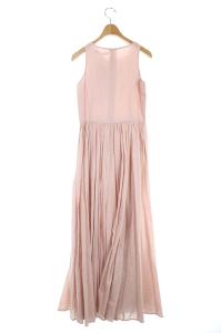 MARIHA 夏のレディのドレス ワンピース ロング ノースリーブ ギャザー フレア コットン 38 ピンク