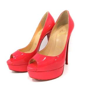プラットフォームパンプス オープントゥ ピンヒール エナメル 35.5 ピンク