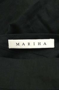 MARIHA Vネック 夏の光のドレス ワンピース フレア ギャザー ロング 半袖 黒 ブラック