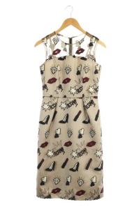 刺繍ノースリーブチュールワンピース 36 ブラック