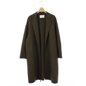 トッパーロングコート チェスター ノーボタン アウター ウール 38 緑 カーキ