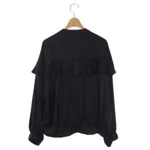 Grace Class サテンフリルブルゾン ジャケット ジップアップ 薄手 36 黒 ブラック