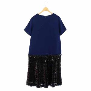 Grace Class スパンコール切替ワンピース 36 ネイビー