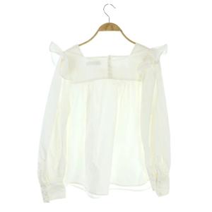 Ron Herman × テン TEN フリルブラウス スクエアネック 長袖 プルオーバー S 白 ホワイト