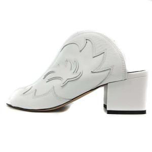 PIPPICHIC WESTERN サンダル ヘップ オープントゥ チャンキーヒール ローヒール レザー 37 24cm 白 ホワイト