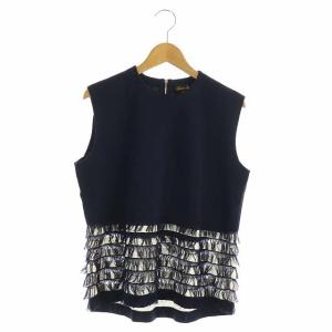 12Gコットン フリンジノースリーブニット 1 ネイビー