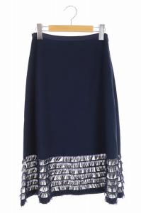 12Gコットンフリンジスカート 1 ネイビー ホワイト