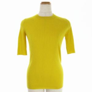 リブクルーネックショートスリーブニット カシミヤ混 イエロー