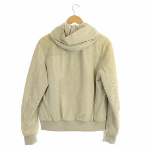 EMMETI レザージャケット ブルゾン フード 羊革 ラム ジップアップ 46 アイボリー