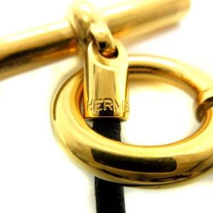 HERMES ヴィンテージ グレナン レザー ブレスレット A刻印 黒 ゴールド