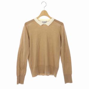 マルティニーク別注 洗える ウール襟付きニット セーター 薄手 プルオーバー 長袖 S キャメル