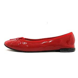 Repetto バレエシューズ パテント リボン レッド
