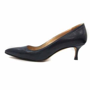 MANOLO BLAHNIK パンプス ポインテッドトゥ レザー ヒール 39 26cm 紺 ネイビー