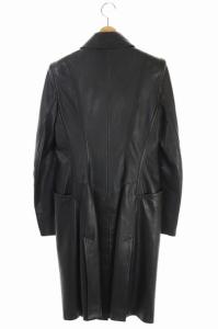 BALLY ラムレザー ロングコート ステンカラーコート ブラック