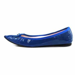Repetto バレエシューズ エナメル ポインテッドトゥ リボン ブルー