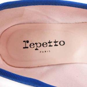 Repetto バレエシューズ エナメル ポインテッドトゥ リボン ブルー