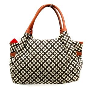 kate spade new york スティービー クラシックスペード スタッコ トートバッグ キャンバス レザー 茶 ブラウン 白 ホワイト