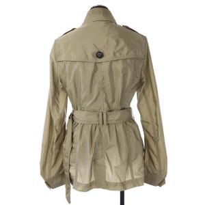 BURBERRY BRIT ナイロンショートコート ミドル丈 薄手 ベルト付き ロゴボタン US4 ベージュ