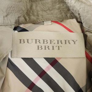 BURBERRY BRIT ナイロンショートコート ミドル丈 薄手 ベルト付き ロゴボタン US4 ベージュ