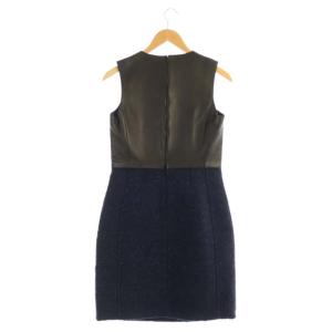 CELINE レザー切り替えワンピース 38 ブラック