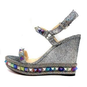 Christian Louboutin サンダル ウェッジソール ストラップ スタッズ ラメ 24cm