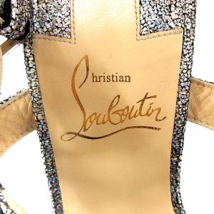 Christian Louboutin サンダル ウェッジソール ストラップ スタッズ ラメ 24cm