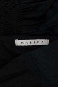 MARIHA ワンピース Vネック フレンチスリーブ ロング  ギャザー 黒 ブラック
