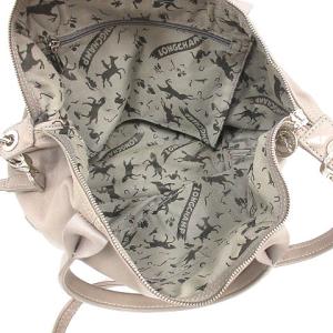Longchamp ルプリアージュ キュイール トップハンドルバッグ ショルダーバッグ 2way レザー ロゴ グレージュ