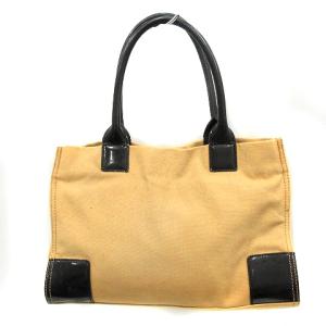 TORY BURCH トートバッグ キャンバス ロゴ ベージュ 黒 ブラック