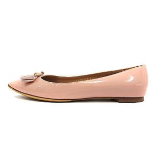 Salvatore Ferragamo フラットパンプス エナメル ヴァラリボン 7.5C ピンク