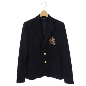 ロゴ刺繍 ウール 金ボタン テーラードジャケット 2B 紺ブレ 2 紺 ネイビー