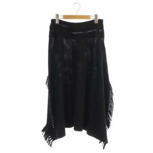A-POC サイドフリンジイレギュラーヘムニットスカート ロング ブラック