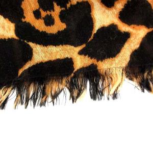 YVES SAINT LAURENT rive gauche ストール カシミヤ混 レオパード柄 ブラウン ブラック