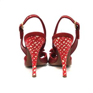 LOUIS VUITTON モノグラム リボンモチーフピンヒールサンダル 38.5 レッド