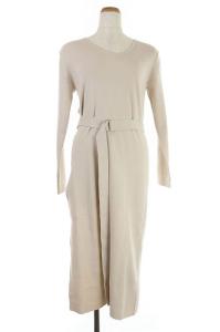 20SS ニットコンビワンピース タイト スリット ロング 長袖 36 アイボリー