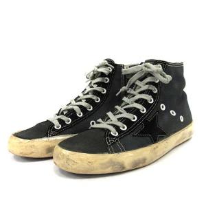 GOLDEN GOOSE Deuxieme Classe FRANCY スニーカー ハイカット 汚し加工 キャンバス 黒 ブラック 38 24cm イタリア製