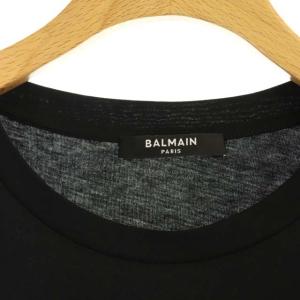 BALMAIN 金ボタン ロゴTシャツ カットソー 半袖 プリント XS ブラック