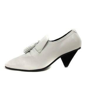 CELINE レザータッセルハイヒールパンプス 36 ホワイト