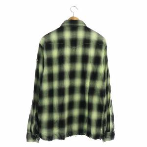 TMT 20SS 80'Sネオンカラーオンブレチェックシャツ 長袖 XL 黄緑 黒 ブラック