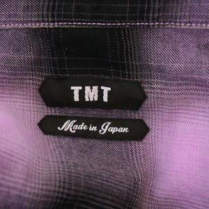 TMT 20SS 80'Sネオンカラーオンブレチェックシャツ 長袖 XL 薄紫 黒 ライトパープル ブラック