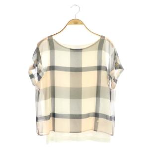 チェックシフォンブラウス プルオーバー グレー ピンク ホワイト