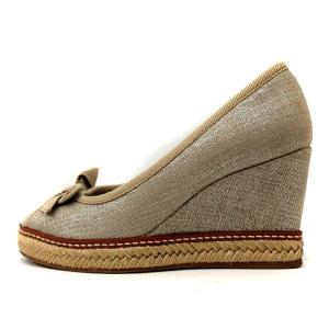 TORY BURCH ウェッジソールオープントゥパンプス 5 ベージュ