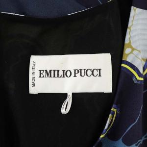 Emilio Pucci 膝丈総柄シルクワンピース ネイビー