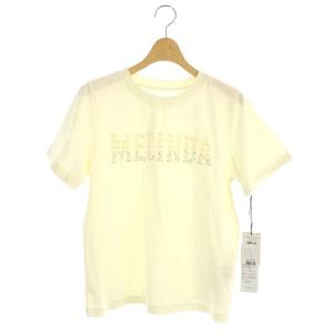 21SS フラワー ロゴ カットソー トップス Tシャツ 半袖 パール装飾 刺繍 クルーネック 36 白 オフホワイト