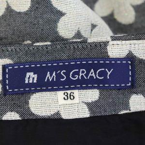 M'S GRACY 花柄ボックスプリーツスカート 36 ダークグレー