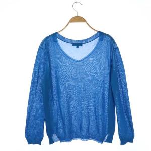 Drawer シルクVネックサマーニット プルオーバー ブルー