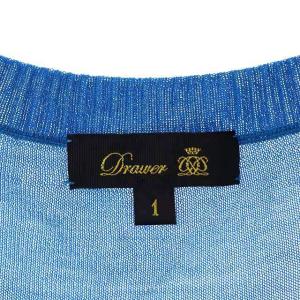 Drawer シルクVネックサマーニット プルオーバー ブルー